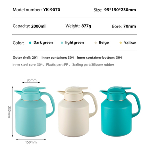 यताई बड़ी क्षमता 2 एल डबल दीवार कॉफी पॉट के साथ कस्टम लोगो यात्रा फ्लैस्क स्टेनलेस स्टील टी पॉट - Product Image 3