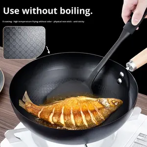 HENGCW Poêle antiadhésive en nitrure de fer non revêtue, forgée <span class=keywords><strong>à</strong></span> la main, <span class=keywords><strong>à</strong></span> fond unique, pour friture profonde, wok traditionnel, poêle <span class=keywords><strong>à</strong></span> sauté - Product Image 5
