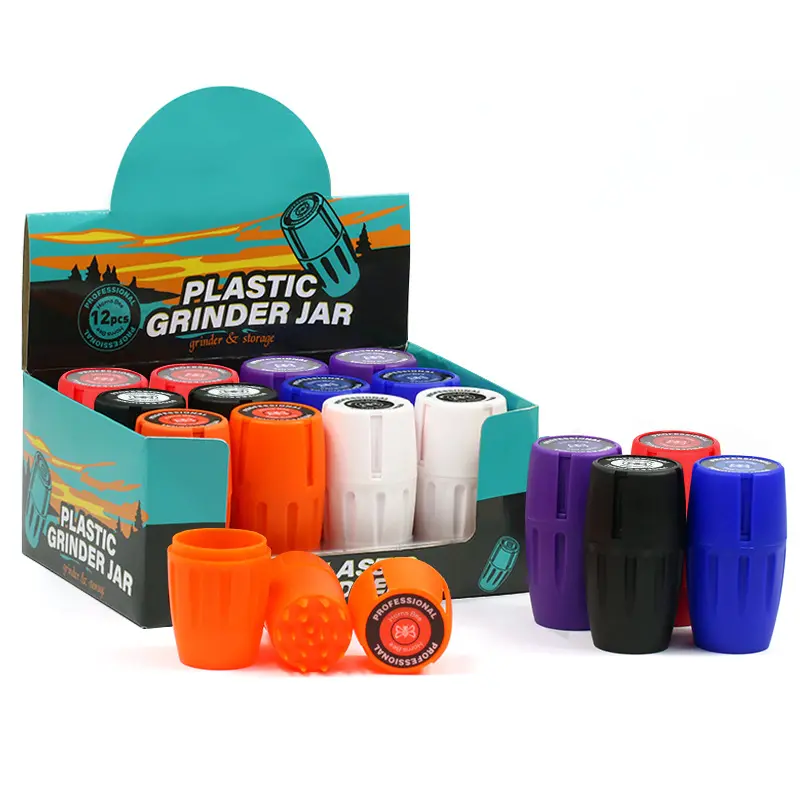 Fabriek Groothandel Plastic 2 In 1 Geur-Proof Jar Plus Tabak Grinder Droge Tabak Opslag Container Custom Logo