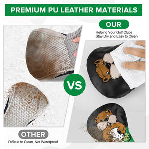 Housse de club de golf en cuir PU brodée sur mesure pour driver, ensemble de housses de tête de club de golf en cuir PU, vente chaude - Product Image 4