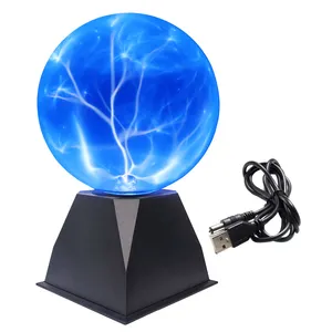 New 6-inch Magic Glass Plasma Ball Sphere Lightning Lamp Light Party Night Atmosphere Lamp Black Base