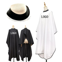 Cape de Salon Professionnelle avec Fermeture à Boutons-Pression, Imperméable, pour Coiffure et Barbier, avec Col en Silicone