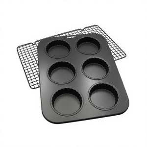 6 Cup Tart Pan, <b>Baking</b> Tart, Cake, Pastry. Non-Stick coating for cake release and easy cleaning. - Product Image 5