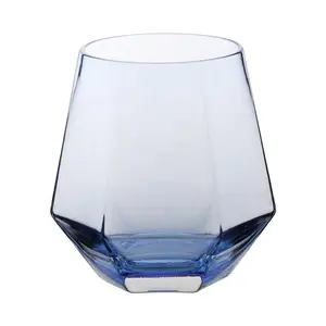 Vaso de cristal de color sólido, vaso hexagonal para whisky, venta al por mayor