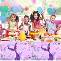 Ensemble de Décorations Personnalisables La Petite Sirène « Joyeux Anniversaire » Assiettes en Carton Jetables Cake Topper Bannières Toile de Fond Fête de Bébé