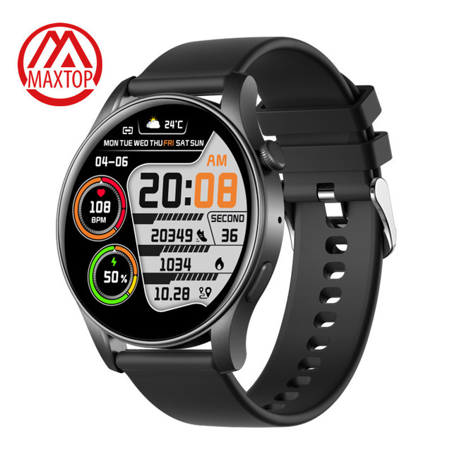 Maxtop BT Calling Round Waterproof AMOLED Touch Screen Slider Fitness Tracker Hombre Relogio Smartwatch Fashion Smart Watches