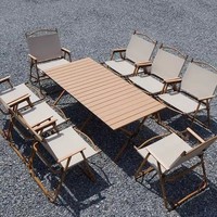 Table de camping pliable portable en acier haute teneur en carbone, table de pique-nique et de barbecue d'extérieur