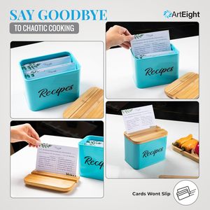 <strong>Recipe</strong> <strong>Box</strong> - White 4x6 Inch <strong>Card</strong> Set With 25 <strong>Cards</strong>, 10 Dividers - Durable Metal <strong>Box</strong> - Product Image 5