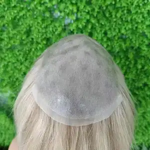 Clip bionda cenere di vendita calda ins non rilevabile full pu skin base toupee donne toppers per capelli umani per la perdita di capelli delle donne