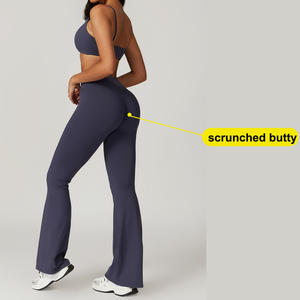 LuluyunレディースソリッドフレアヨガパンツVクロスオーバーハイウエスト隠しシュクランチブートカットプラスサイズ4ウェイストレッチバットリフティング - Product Image 4