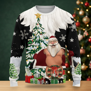 Uideazone Sweat-shirts décontractés d'hiver à coupe régulière, motif dessin animé, écologiques, pour hommes et femmes, avec motif Père Noël amusant et original - Product Image 3