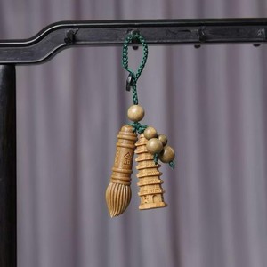 Green Sandalwood Wenchang Pagoda Keychain <b>Car</b> Key Pendant Creative <b>Ornament</b> Cultural Gift - Product Image 2