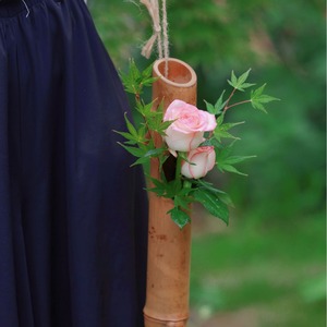 Florero de tubo de bambú, estilo Zen asiático, redondo, material natural, maceta decorativa para ceremonia del té, arreglo de escritorio - Product Image 3