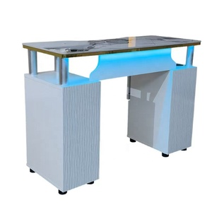Table de manucure LED moderne avec aspirateur de poussière, meuble en bois grainé, mobilier commercial - Product Image 1