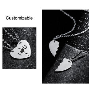 Collar de moda gargantilla clásica de acero inoxidable Simple personalizado pareja nombre Collar personalizado corazón collar a juego - Product Image 3