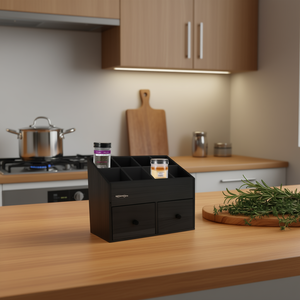 Organisateur d'épices JGWOOD DESIGNS à 6 compartiments avec 2 tiroirs, rangement de cuisine pour épices et herbes - Product Image 2