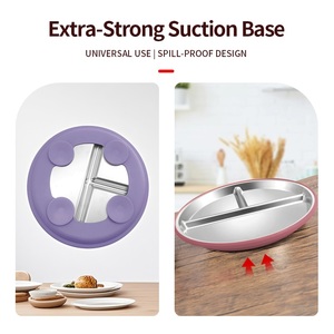 Assiette pour tout-petit sans BPA avec ventouse, 3 compartiments, plateau de dîner divisé en acier inoxydable pour l'autonomie alimentaire du bébé, facile à nettoyer - Product Image 2