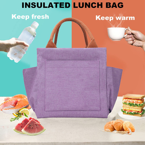 Sac à lunch isotherme grande capacité, sac bento avec deux options de transport, poches et doublure thermique - Product Image 5