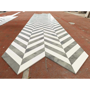 Sh đá Nero MARQUINA màu đen và thassos màu trắng tinh khiết bằng đá cẩm thạch xương cá mô hình bằng tia nước khảm thiết kế huy chương sàn gạch - Product Image 1