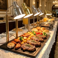 Lampe chauffante double tête électrique de luxe en marbre noir pour buffet d'hôtel et restauration, idéale pour maintenir les aliments au chaud