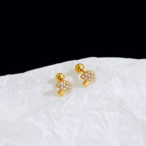 Женские позолоченные серьги-гвоздики из нержавеющей стали - Product Image 5