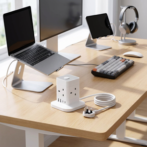 ASTA Certified Plug Save Desktop Space Children Safety Door A+C Port Charger <strong>UK</strong> Tower USB Power Extension <strong>Socket</strong> - Product Image 2