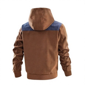 Blouson Bomber Homme en Velours Côtelé Color Block avec Fermeture Éclair, Imperméable, Col Montant, Coupe Droite, Patchwork, Idéal pour l'Automne - Product Image 3