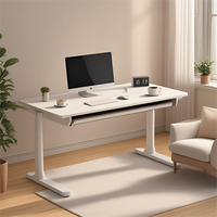 Bureau de Bureau Réglable Manuellement en Hauteur avec Étagère et Rangement, Cadre de Bureau Assis-Debout Manuel pour la Maison ou le Travail