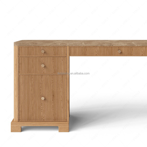 Escritorio de Almacenamiento FERLY Emperador con Diseño de Listones, Escritorio Moderno para Oficina en Casa con Cajones para <span class=keywords><strong>Sala</strong></span> de <span class=keywords><strong>Estudio</strong></span> - Product Image 2