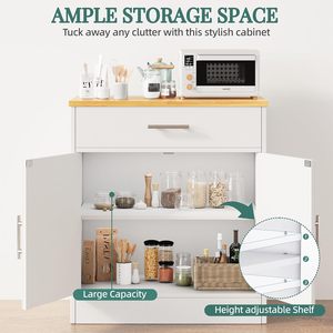 Armoire <span class=keywords><strong>de</strong></span> <span class=keywords><strong>rangement</strong></span> en bois style ferme avec étagère réglable, porte à panneau surélevé, écologique et peu encombrante pour <span class=keywords><strong>cuisine</strong></span>, salle à manger, salon - Product Image 2