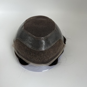 Parrucchino da uomo resistente con bordo largo in PU, frontale in pizzo svizzero, fatto a mano, con doppio nodo, linea frontale naturale, resistente al sudore, in capelli umani - Product Image 3