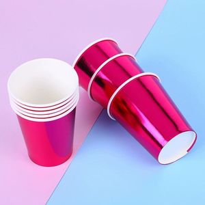 250ML Gold Plated Rainbow <b>Disposable</b> Paper Cup Wholesale Custom Party <b>Tableware</b> Paper Cup - Product Image 3