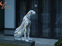 Statue en fibre de verre en résine grandeur nature conçue sur mesure Figurine d'animal d'intérieur extérieur léopard Sculpture décorative pour Pop Art