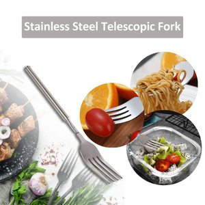 Thép không gỉ mở rộng dài xử lý ngã ba thịt nướng nướng bữa ăn tối trái cây tráng miệng dài ngã ba dao kéo Kính thiên văn ngã ba - Product Image 5