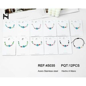 Set di 12 Braccialetti con Perline, Gioielli Fatti a Mano in Acciaio Inossidabile, Design Multicolore con Occhio Malvagio - Product Image 1