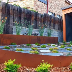 customized garden 6.5 ft length lawn edging raised bed steel landscape XMK corten steel retaining wall