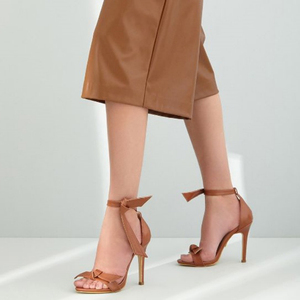 Women Ankle Knotted Bow Strap Shoes High Heels Pumps Dress Open Toe <b>Big</b> Size 45 Wide Fit Single Band Sandals - Product Image 1