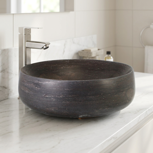 Vasque à poser en marbre bleu pour salle de bain, lavabo en pierre moderne pour maison et hôtel - Product Image 1
