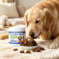 Comprimés à croquer anti-allergiques et anti-démangeaisons à l'huile de poisson pour animaux de compagnie OEM/ODM, granulés souples, suppléments pour soulager les démangeaisons des chats et des chiens