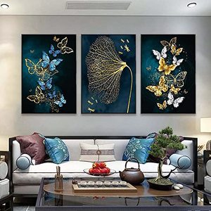 Toile <span class=keywords><strong>d</strong></span>'art mural imprimés plante <span class=keywords><strong>d</strong></span>écor mural <span class=keywords><strong>d</strong></span>écoration de <span class=keywords><strong>la</strong></span> maison ensembles accessoires fleurs <span class=keywords><strong>d</strong></span>'<span class=keywords><strong>or</strong></span> feuille fleur moderne peinture florale - Product Image 2