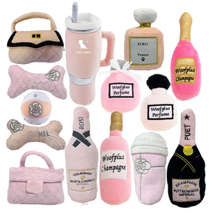 Giocattoli Squeak di Lusso Personalizzabili per Cani in Peluche Morbido Accessorio da Masticare a Forma di Osso Borsa Tazza di Design per Cuccioli - Product Image 1