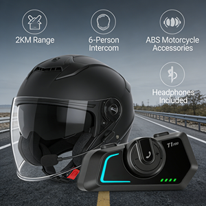 Walkie Talkie para Casco <span class=keywords><strong>Fodsports</strong></span> PRO con Alcance de 2KM, Intercomunicador para 6 Personas, Accesorios para Motocicleta ABS, Auriculares Incluidos - Product Image 4