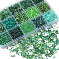 YWJC Penjualan Terlaris 15 Grid Per Set 210 Gram Aksesoris Perhiasan Gelang Kalung Manik-Manik Kaca Tabung Set Bahan Manik-Manik