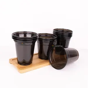 पालतू ठंडा कॉफी स्मूदी पेय ब्लैक प्लास्टिक कप फैक्टरी थोक डिस्पोजेबल रंग कप 12 14 औंस