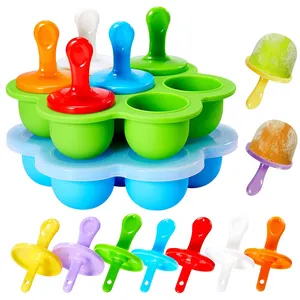 Mini Silicone DIY Ice Pop Khuôn Với Que Nhựa Đầy Màu Sắc, Popsicle Makers Cho Trứng Cắn, Kẹo Mút Và Kem Khuôn