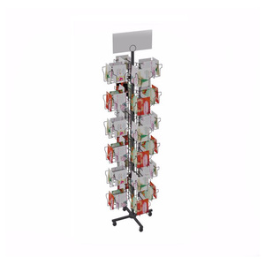 Exhibidores de Tarjetas Postales y <span class=keywords><strong>CD</strong></span> Giratorios de 4 Lados, Estilo Moderno, Exhibidores de Piso Metálicos Giratorios, Altura Ajustable, Independientes - Product Image 1