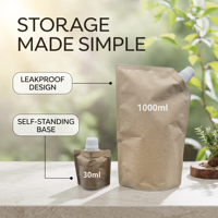 Sachets d'emballage personnalisés en papier kraft biodégradable et recyclable avec bec verseur pour liquides, lessive, cosmétiques et shampoing