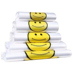 Sacs de courses en plastique recyclé en gros, sacs de remerciement, sacs type T-shirt, impression de logos par gravure, pour supermarchés et expositions - Product Image 1
