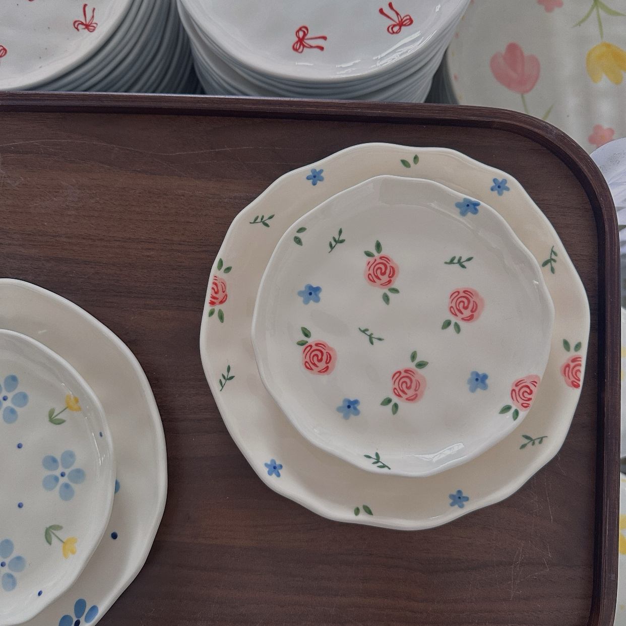 Blue Red Rose Plate Dish