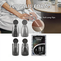 140PCS Moldes de Uñas de Plástico Mate para Uñas Francesas Rápidas, Formas Superiores Ovaladas, Cuadradas y de Ataúd, con Línea de Arco Interior, Puntas de Doble Forma